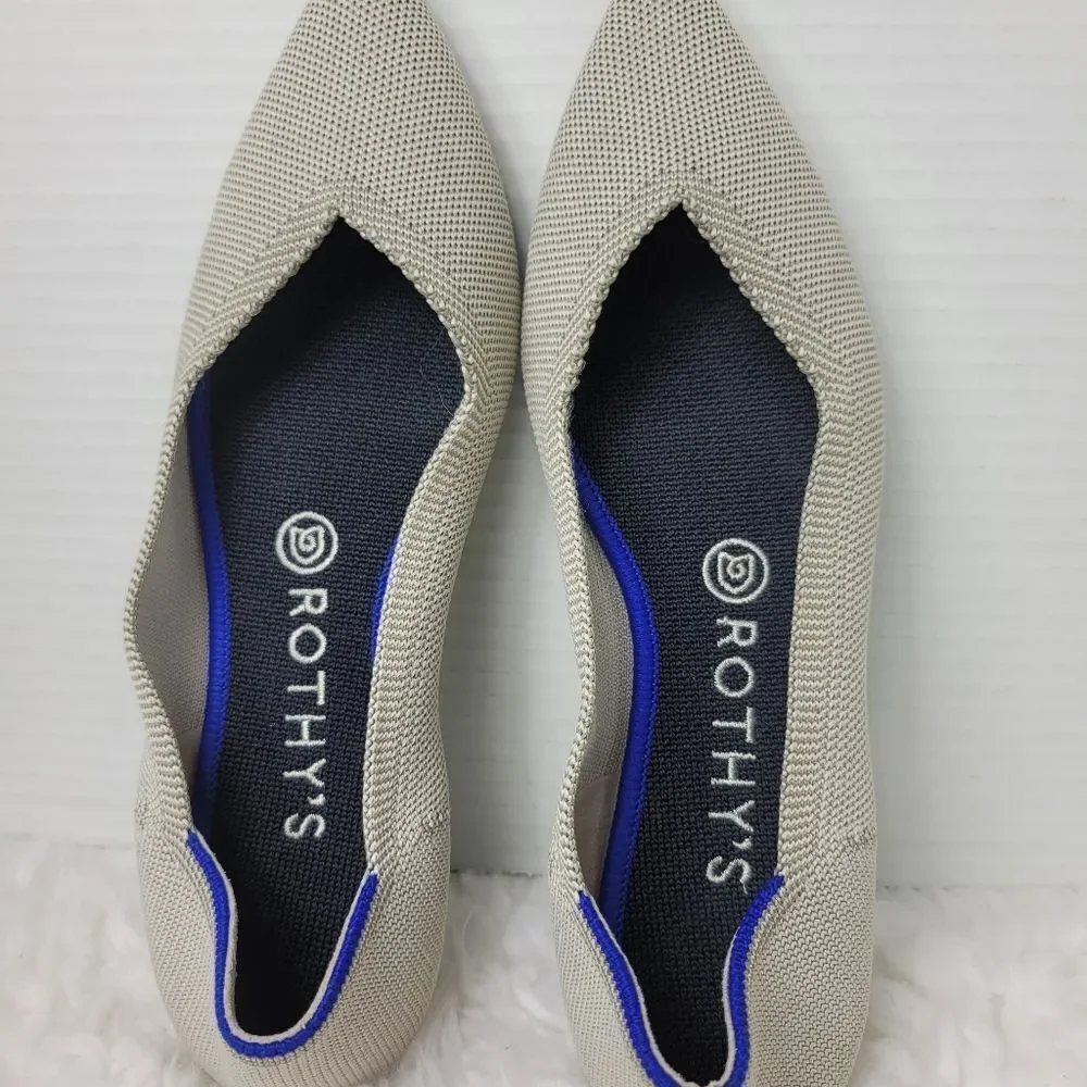 Rothy’s Flax Birdseye Womens Size 8.5  Light Grey Pointed Flats Retired